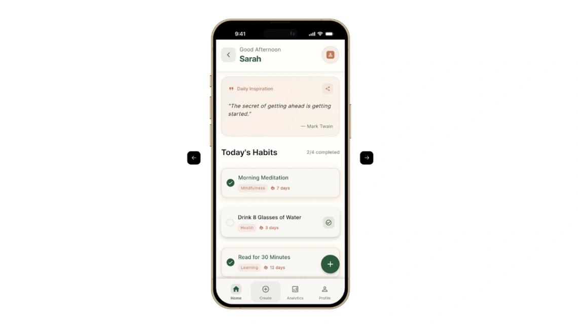 Habit Tracker App mobile app design template