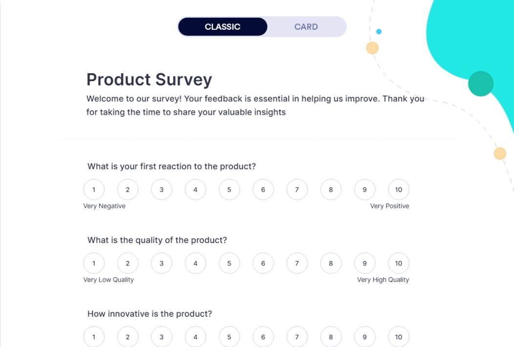 New Product Survey website template