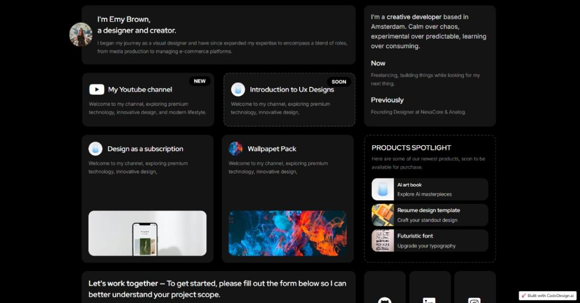 Creator Portfolio website template