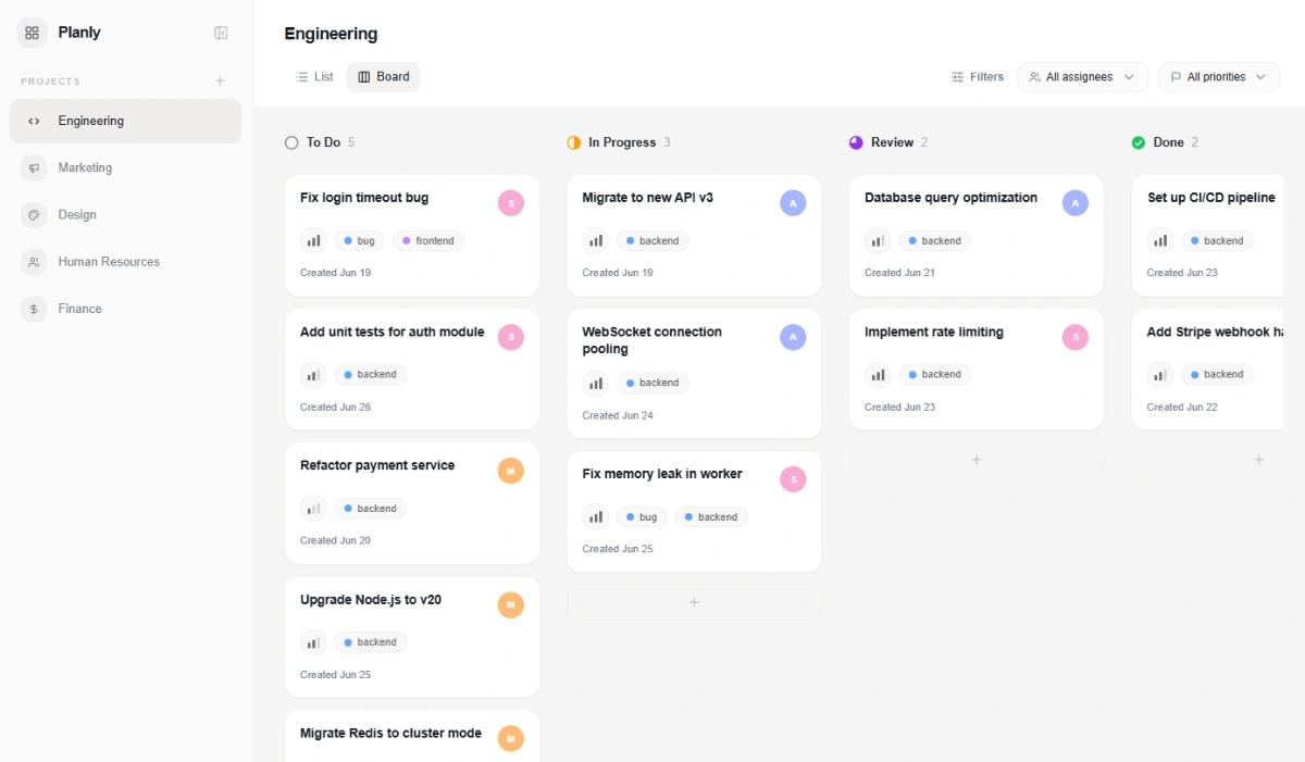 Project Management Kanban web application template