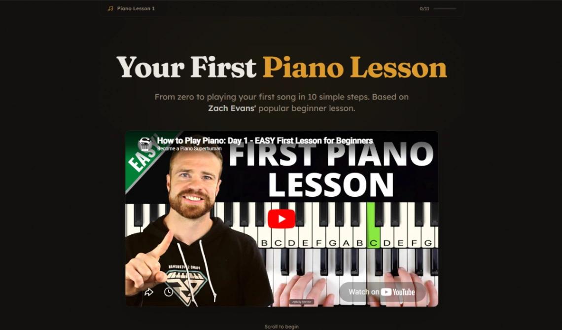 Piano Interactive Course website template