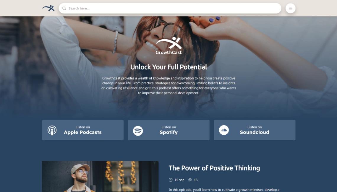 Growth Podcast Hub website template