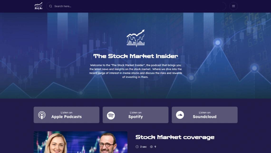 Stock Market Podcast Hub website template