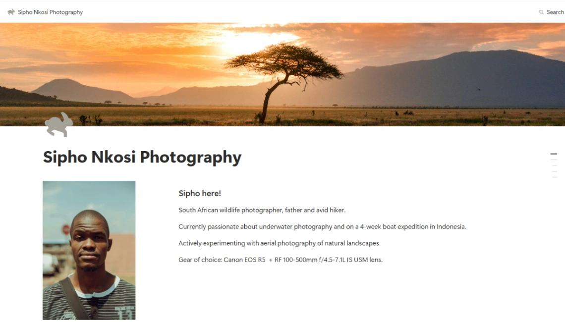 Photographer Portfolio website template