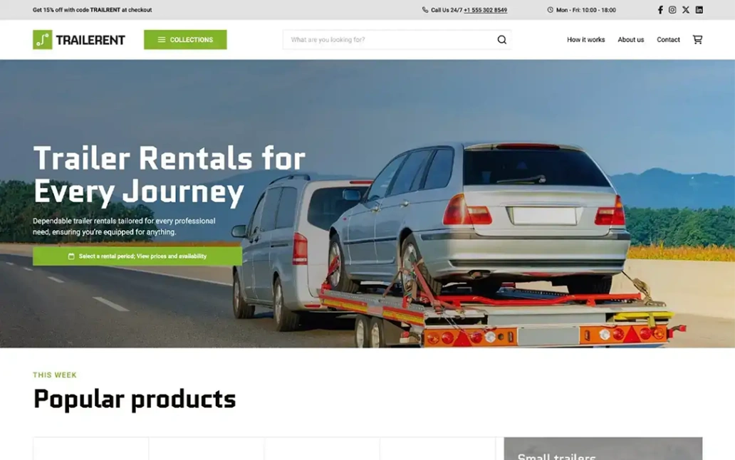 Route Trailer Rental website template