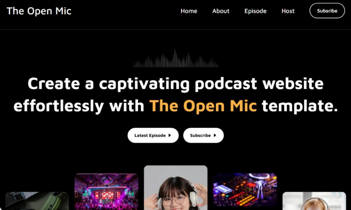 Live Events Podcast website template