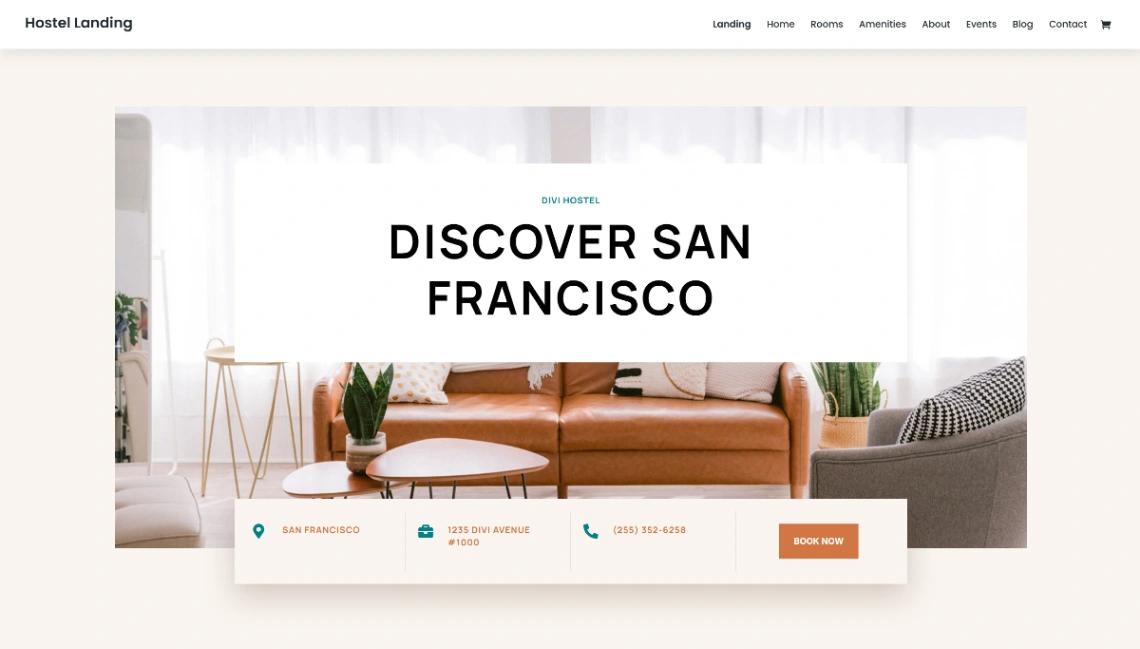 Hostel Landing Page website template