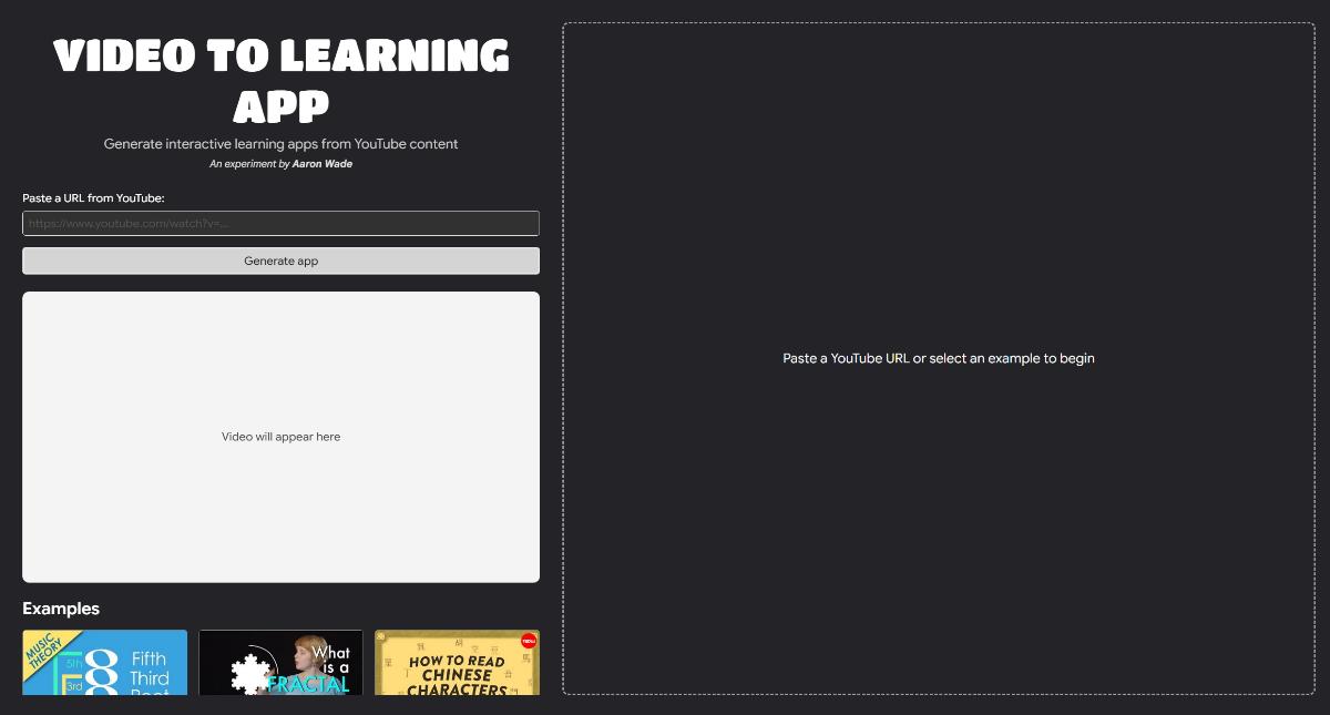 Video to Learning App web application template