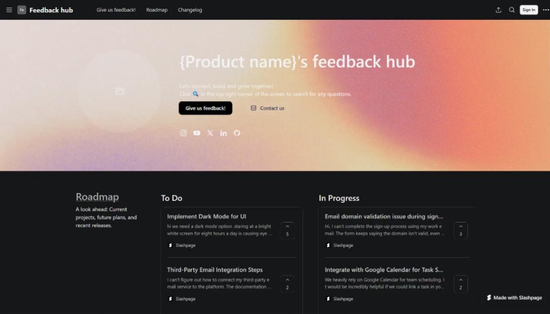 Product Feedback Forum website template