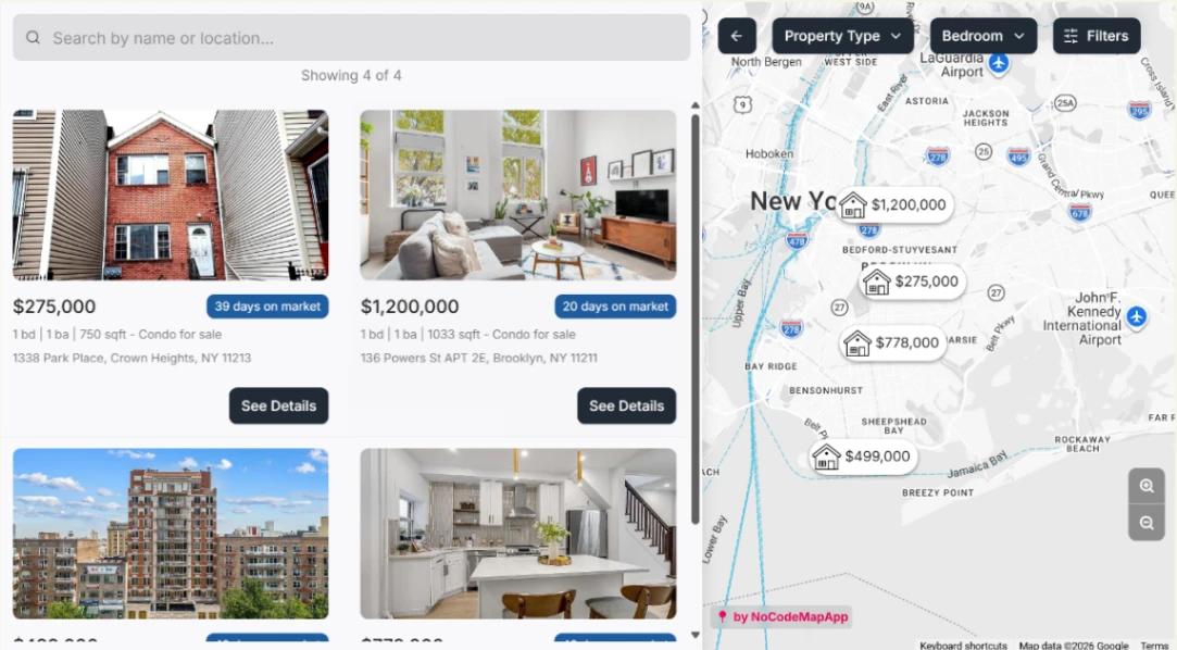Real Estate Map web application template