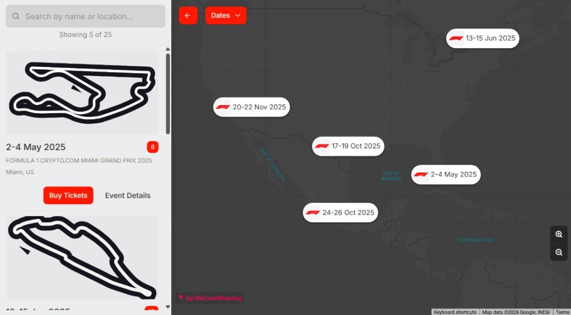 Event Calendar Map web application template