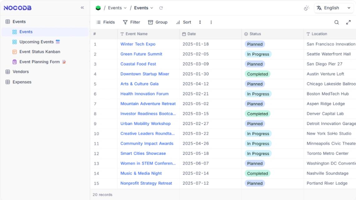 Event Planning web application template