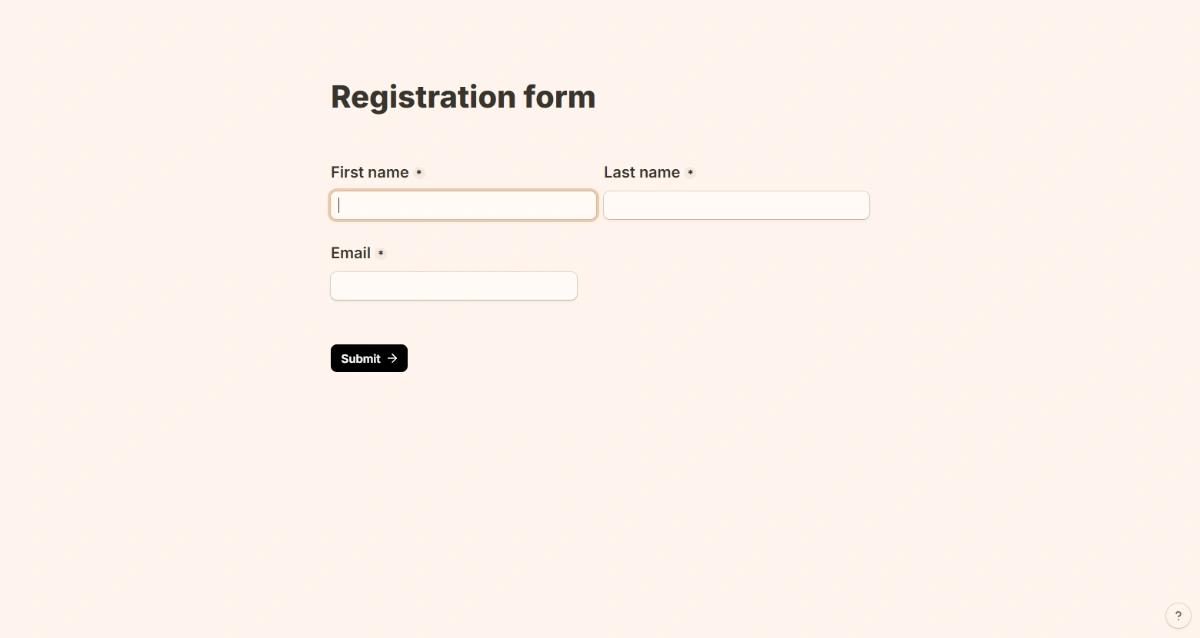 Registration Form website template