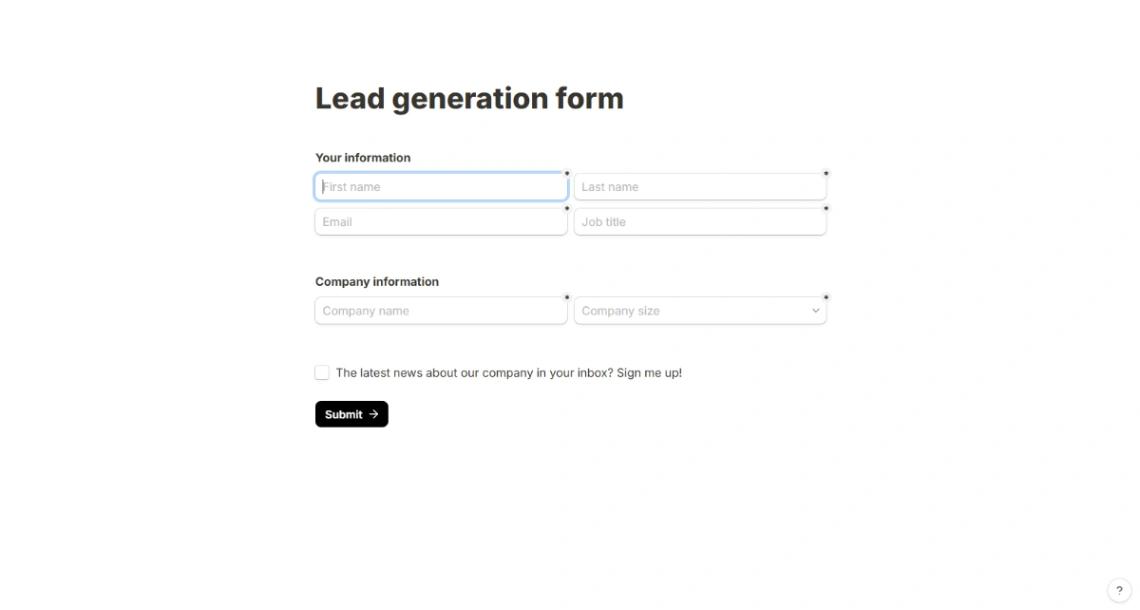 Lead Generation Form website template