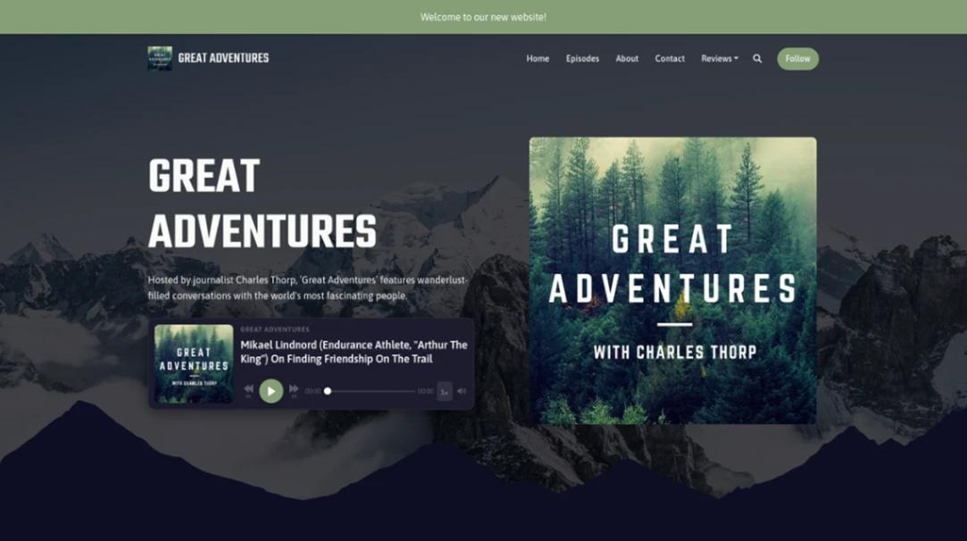 Adventure Podcast website template