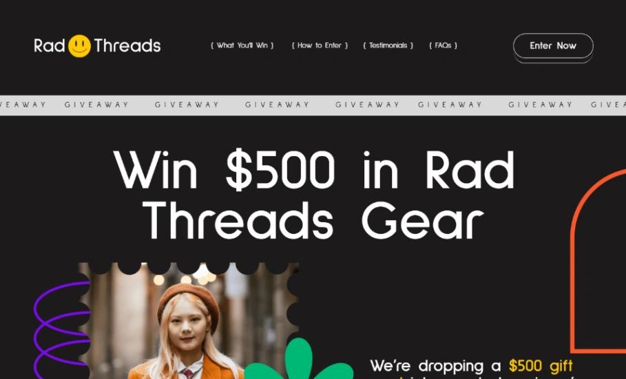 Ecommerce Giveaway website template