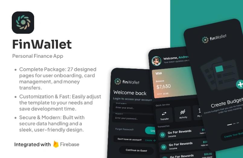 FinWallet App mobile app design template