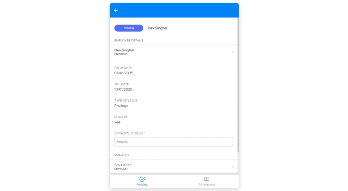 Employee Leave Request mobile app design template