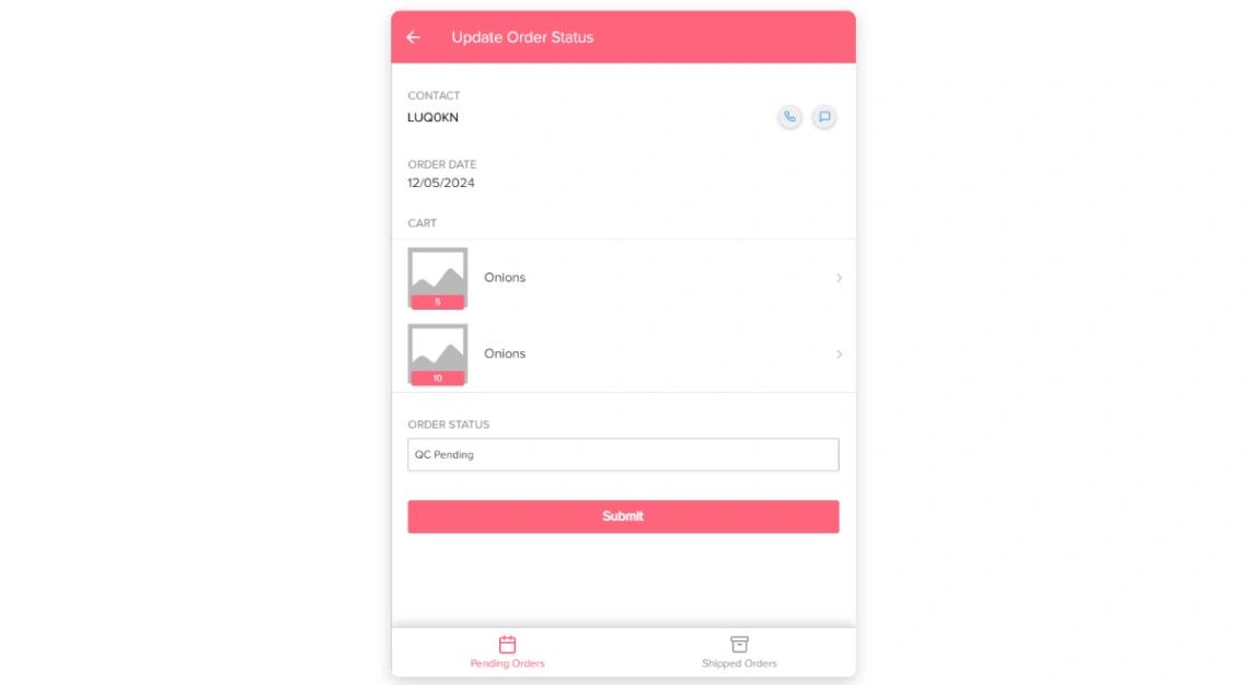 Vendor Order Management mobile app design template