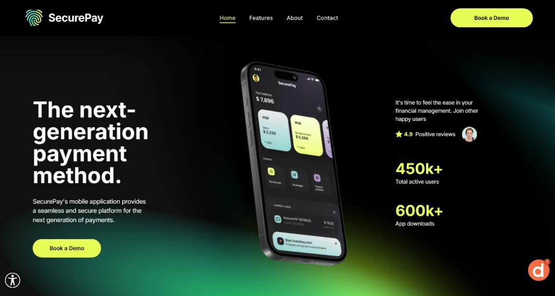 Mobile app landing website template