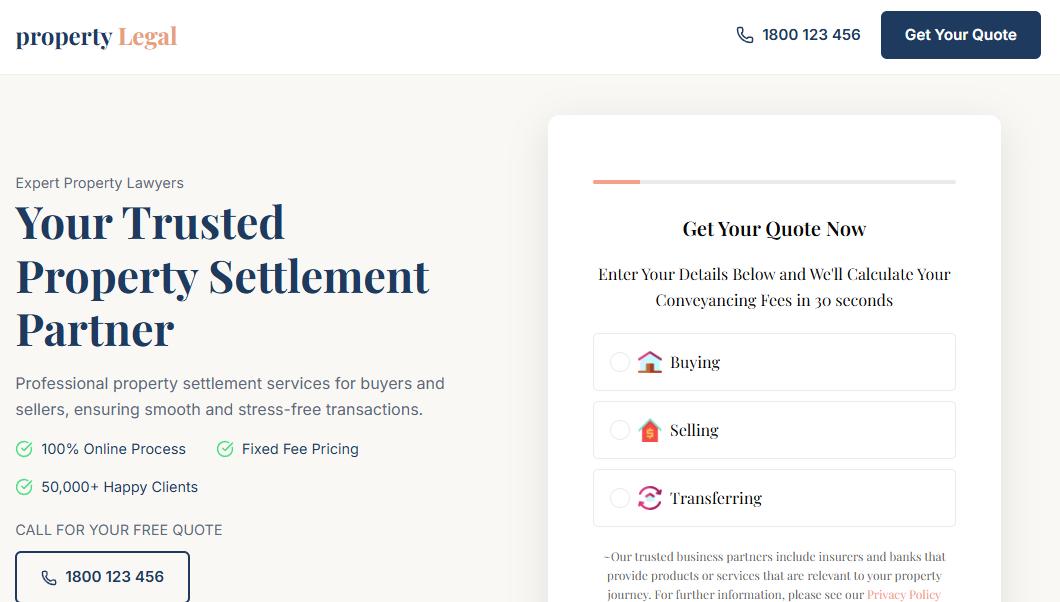 Property Lawyer Lead Gen website template