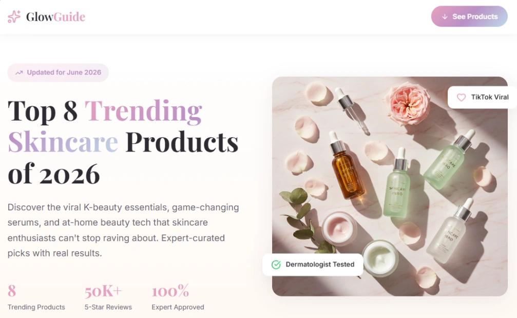 Skincare Beauty Listicle website template