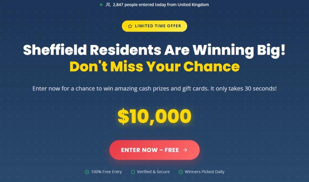 Sweepstakes Advertorial website template