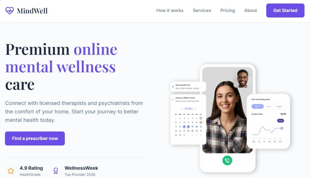 Mental Health Landing website template
