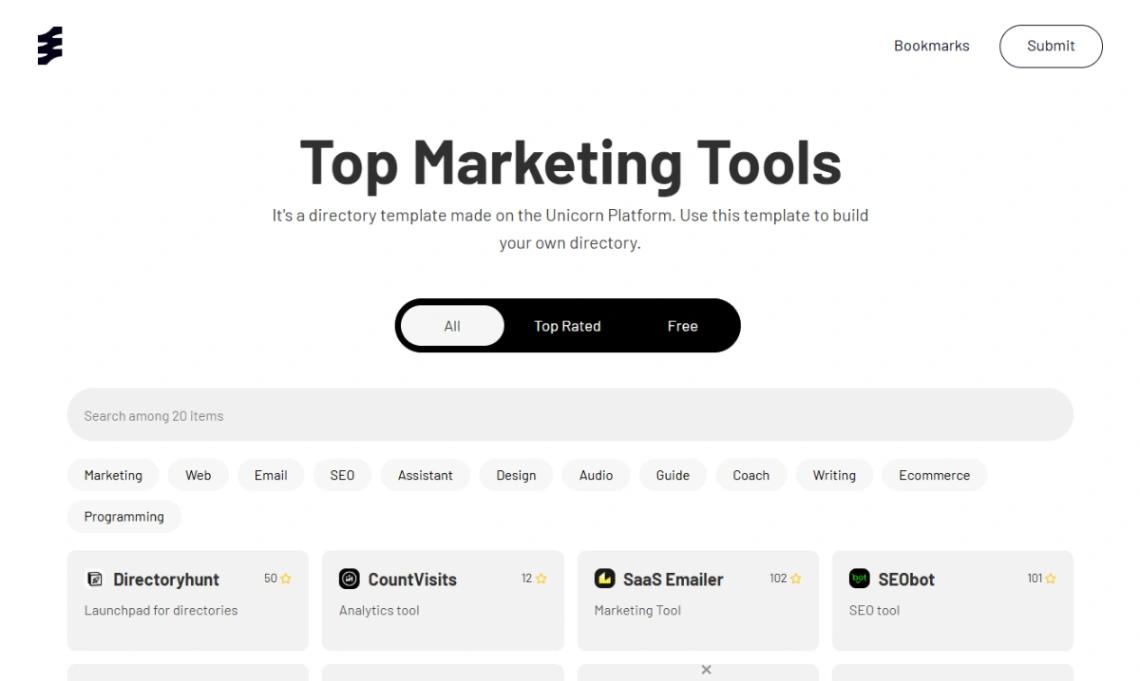 Minimalist Directory website template
