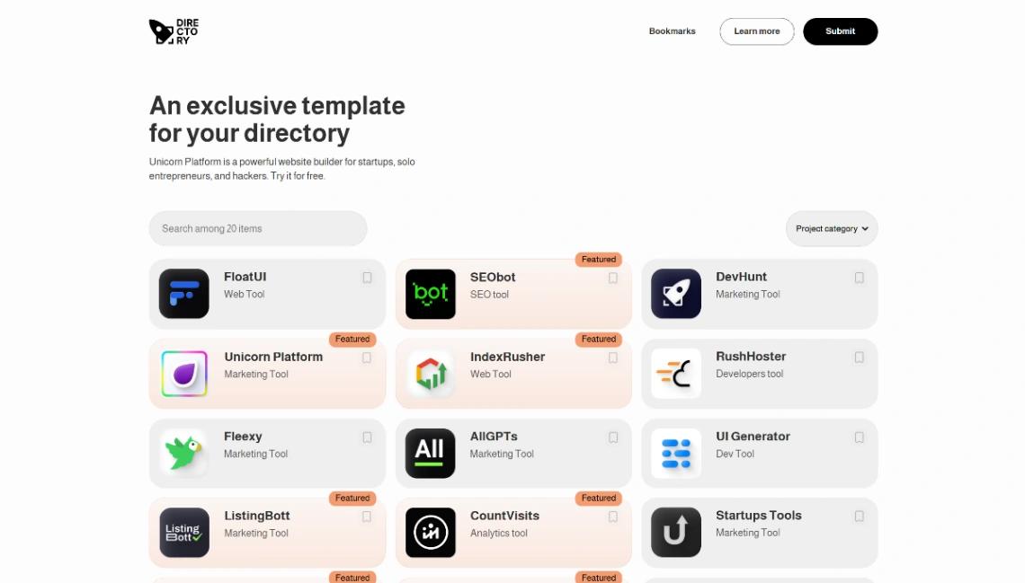 Resource Directory website template