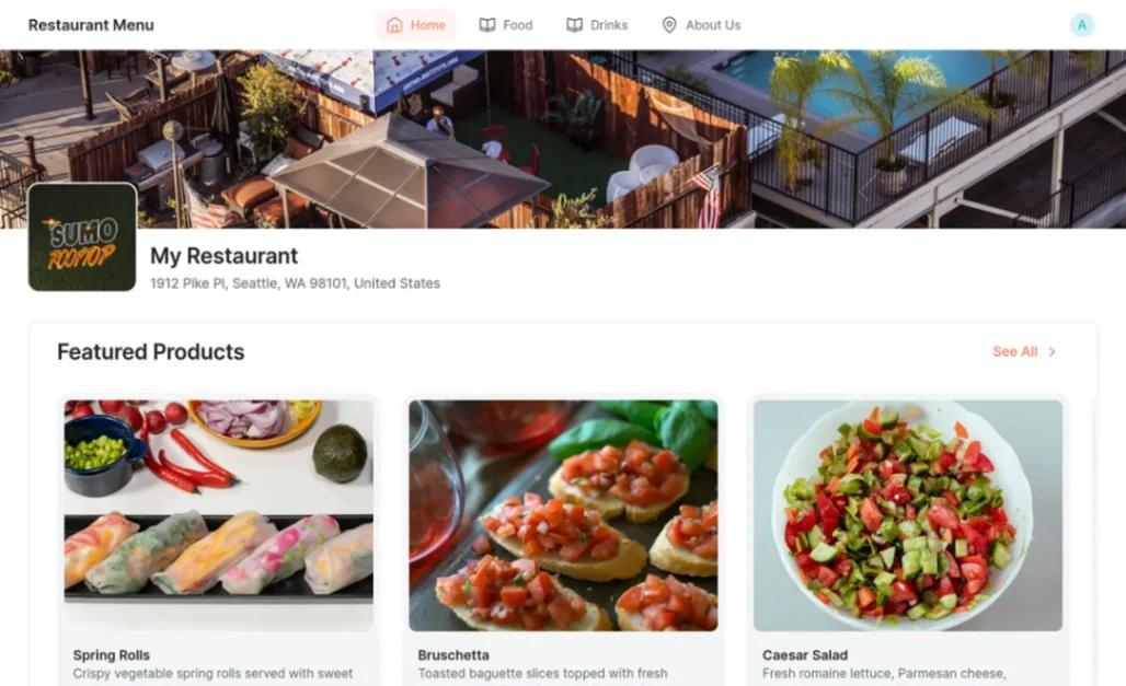 Restaurant Menu web application template