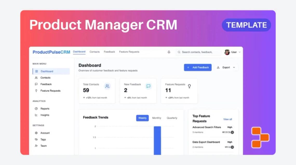 Product Manager CRM web application template