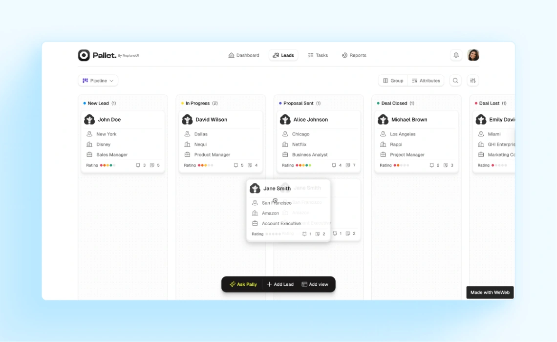 CRM web application template