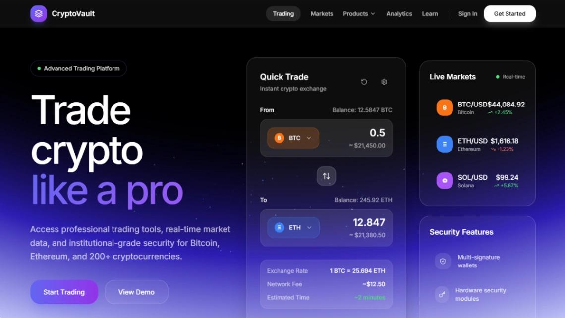 Crypto Exchange Landing website template