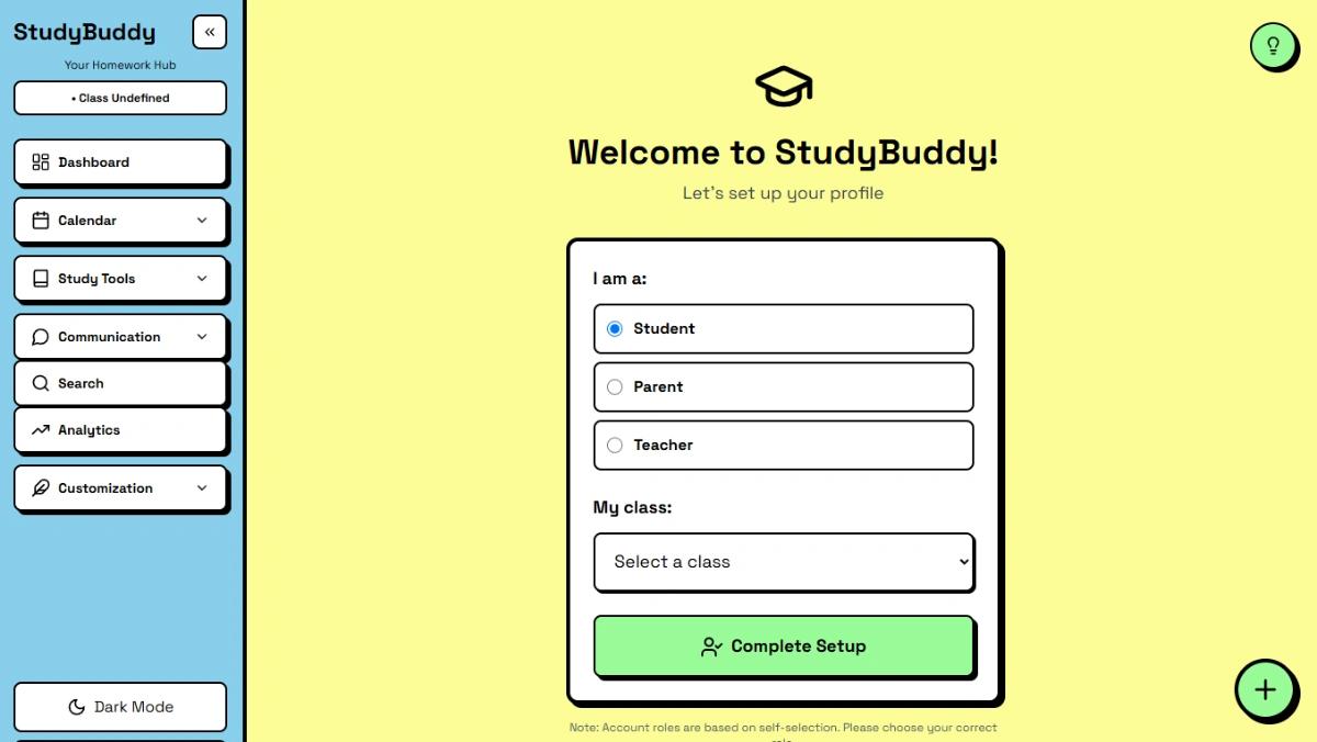 Homework Dashboard web application template