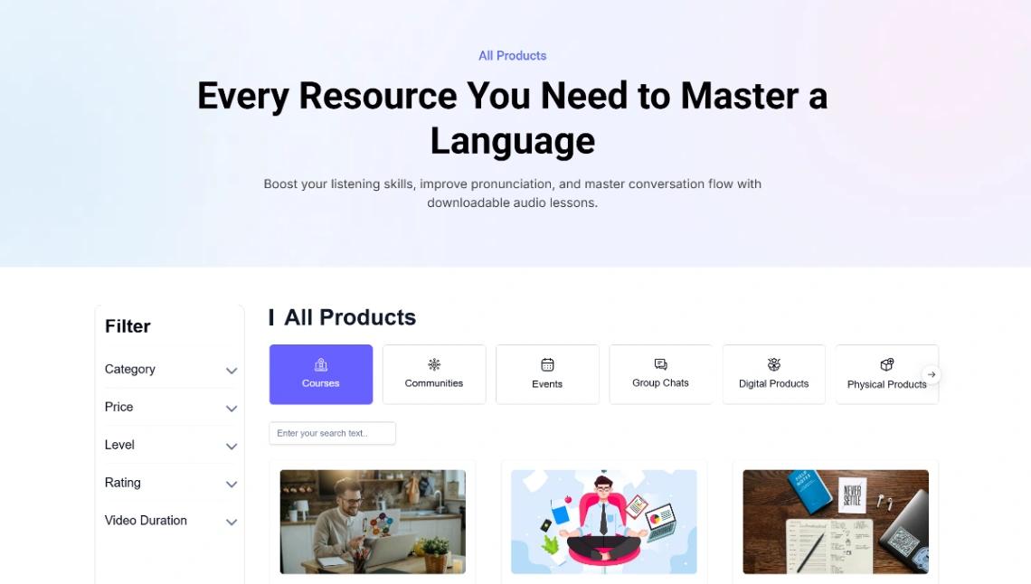 Language courses website template