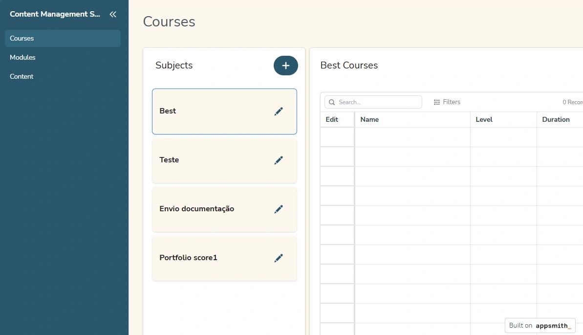 Course Content Manager web application template