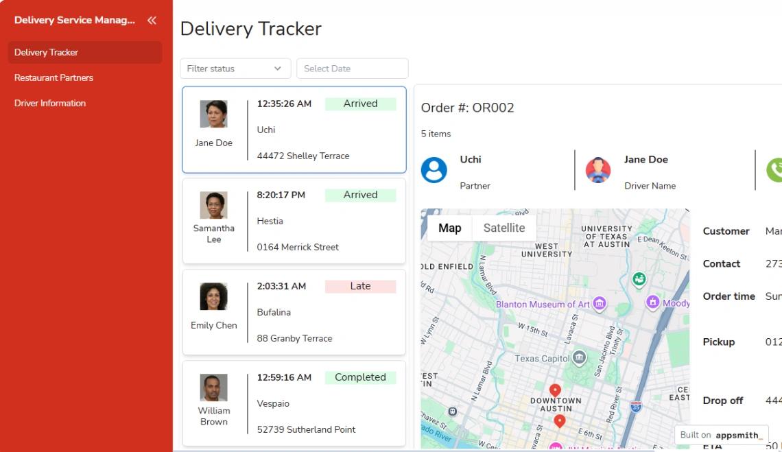 Delivery Service Manager web application template