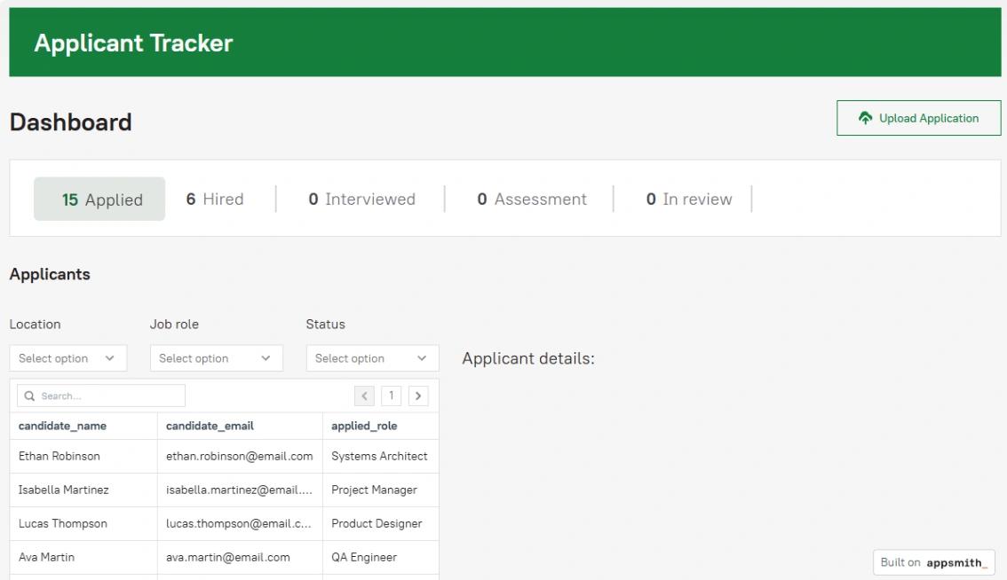 Applicant Tracker web application template