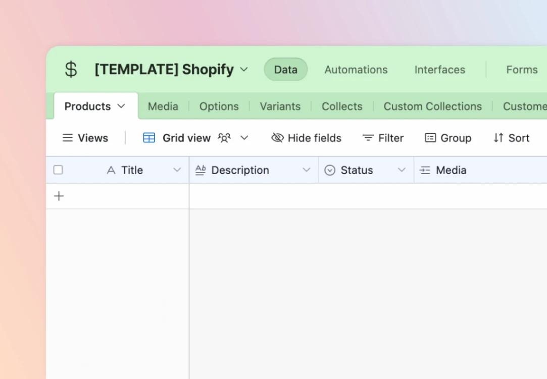 Shopify/Airtable Inventory web application template
