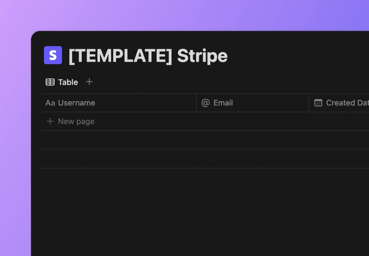 Stripe/Notion Transactions website template