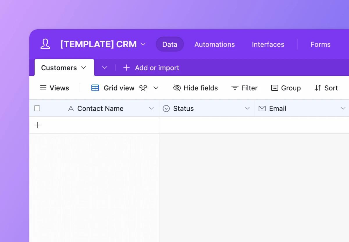 Airtable/Notion CRM web application template