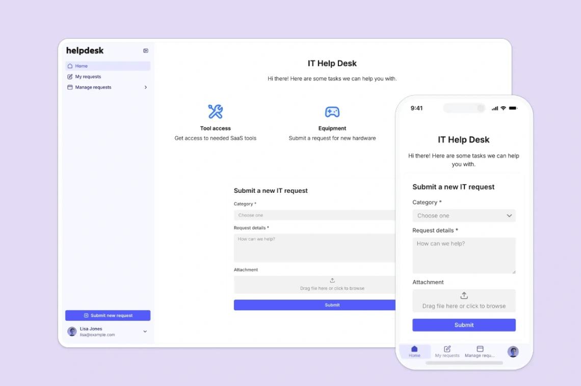 Internal Help Desk System web application template