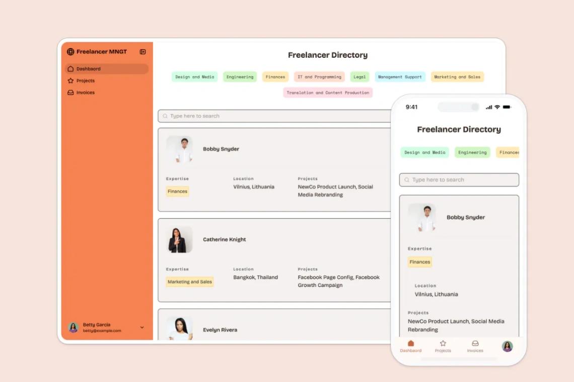Freelance Management web application template