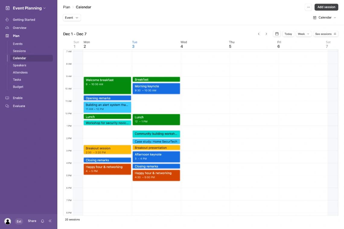 Event Planning web application template