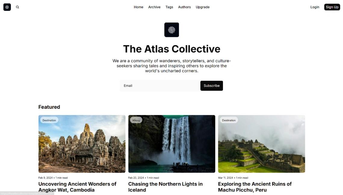 Travel Newsletter website template