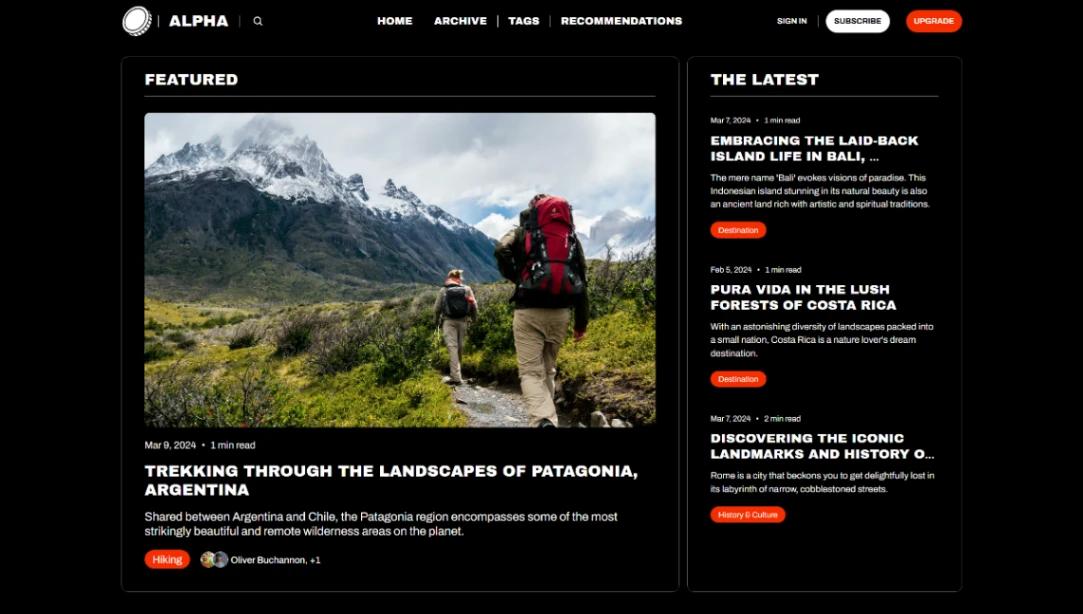 Travel Newsletter website template